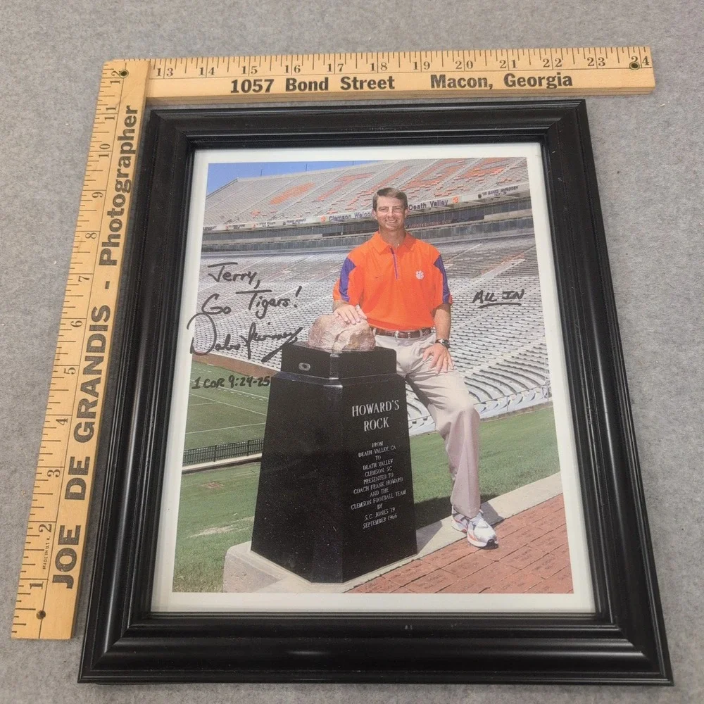 Dabo Swinney Signed Clemson Tigers Framed Photo Howards Rock Autograph VG+ - Picture 4 of 5